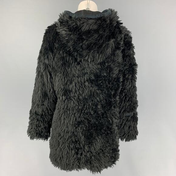 ADRIENNE LANDAU Size S Black Modacrylic Hooded Jacket - Picture 3 of 5